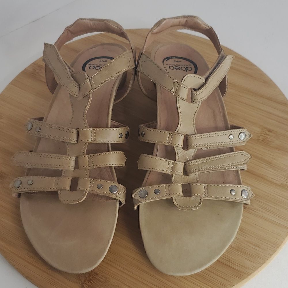 abeo B.I.O. System Sloane Leather Flat Sandals Tan Size 9N